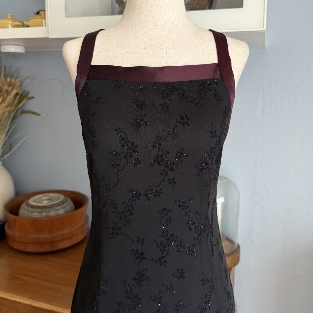 SOLD Mesh & Floral Velvet Glitter Maxi Dress Strappy Whimsygoth Vampy S - Picture 2 of 8